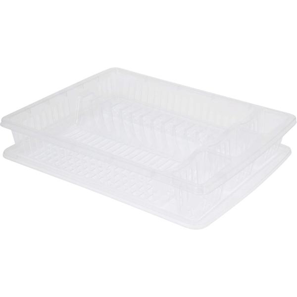 Geschirr-Abtropfkorb, transparent-weiss, 47 x 37 x 8,5 cm