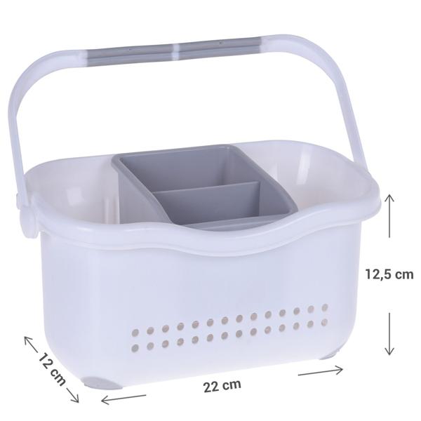 Aufbewahrungskorb für Spüle - Ideal für Putzmittel, Müllsäcke & Spülmaschinentabs - Robuster Kunststoff mit Henkel - 22x12x12.5 cm