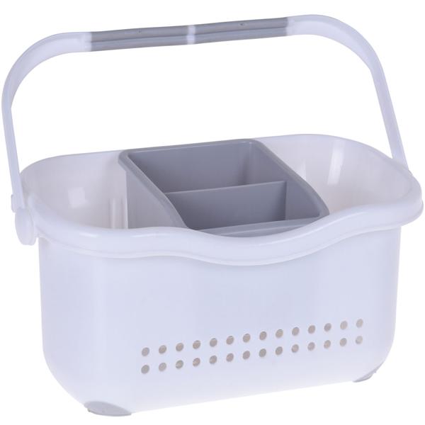 Aufbewahrungskorb für Spüle - Ideal für Putzmittel, Müllsäcke & Spülmaschinentabs - Robuster Kunststoff mit Henkel - 22x12x12.5 cm