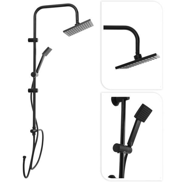 Design Regendusche (Edelstahl, mattschwarz) mit 2 Brauseköpfen – Exklusives Dusch-Set für anspruchsvolle Bad-Gestaltungen