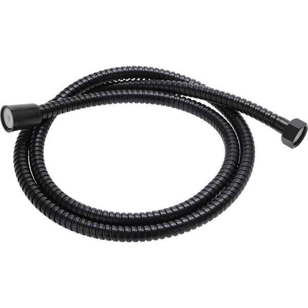 Brausekopf mit Halterung & Schlauch - Matt-schwarz, 3 Duschfunktionen, All-Black-Trend - Duschkopf Ø 110 mm - Set für modernes Bad