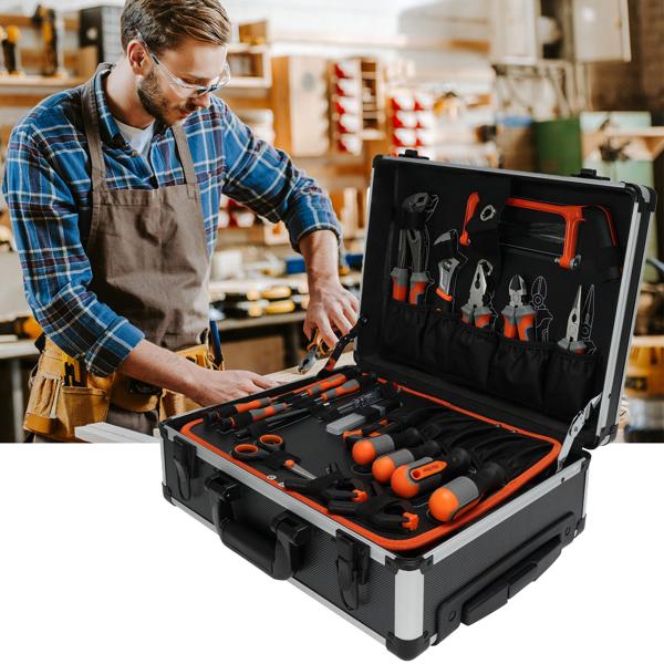 Robuster Werkzeugkoffer Trolley mit 88-teiligem Handwerkzeug-Set – Fahrbar & umfangreich ausgestattet – Professionelle Werkzeugausstattung für Unterwegs