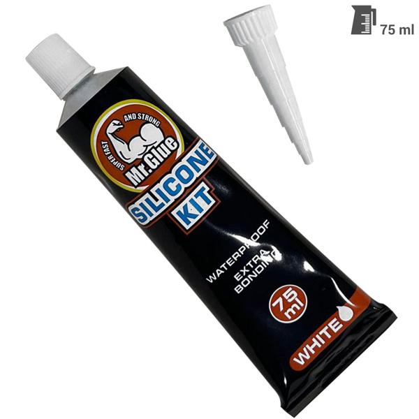 Silikon-Kit 75g Tube - Wasserdichtes Sanitärsilikon weiss zum Abdichten & Verfugen in Bad Küche Sanitäranlagen - optimale Haftung leichte Glättung