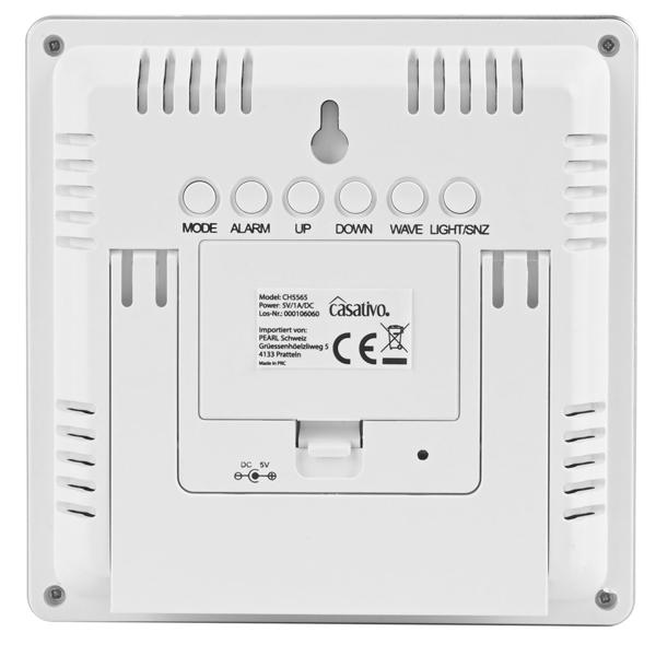 Elegante Funk-Wetterstation (weiss) mit Aussensensor – Thermometer, Hygrometer, Wecker & beleuchtetes Farbdisplay – Komfortable Wetterüberwachung