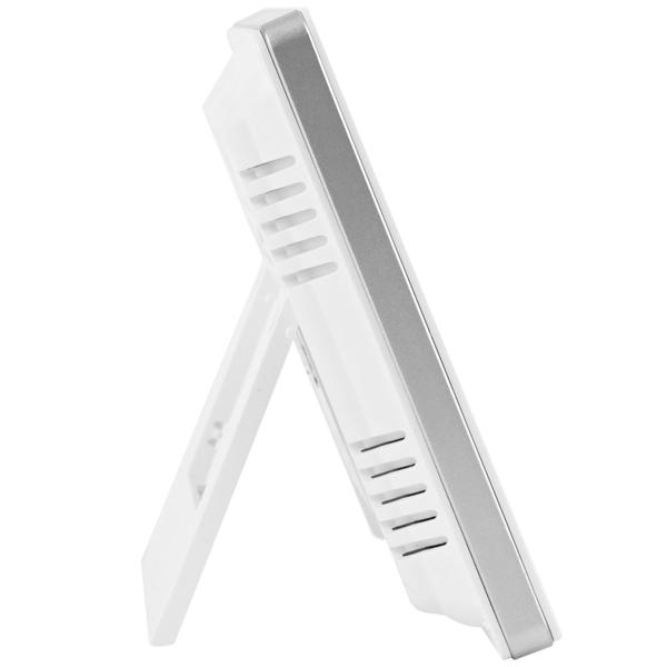 Elegante Funk-Wetterstation (weiss) mit Aussensensor – Thermometer, Hygrometer, Wecker & beleuchtetes Farbdisplay – Komfortable Wetterüberwachung