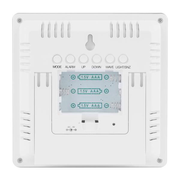 Elegante Funk-Wetterstation (weiss) mit Aussensensor – Thermometer, Hygrometer, Wecker & beleuchtetes Farbdisplay – Komfortable Wetterüberwachung