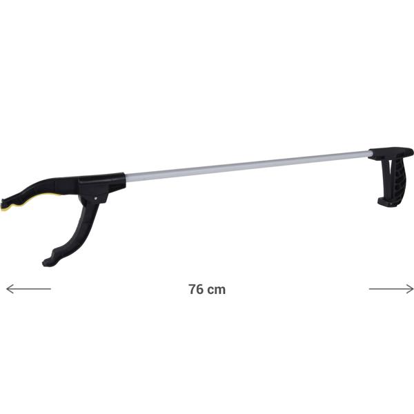 Greifzange 76 cm – leichte & robuste Aluminium-Greifhilfe in Silber/Schwarz – ergonomisch, rutschfest & ideal für Müllsammlung, Haushalt & Garten