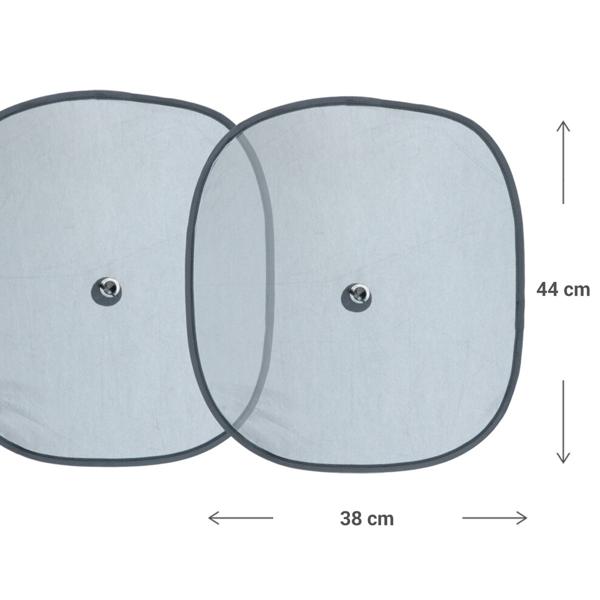Sonnenschutz 2er-Set für Autofenster - idealer Schatten Rückbank an warmen Tagen - stabile Saugnapf-Befestigung - 44x38 cm - Schwarz