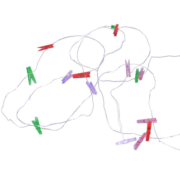 Bilder-Girlande mit 16 LED-Clips - Persönliche Wohnungsdeko für Fotos & Postkarten - 300 cm Länge - Für Eingangsbereich, Wohnzimmer, Küche & Schlafzimmer