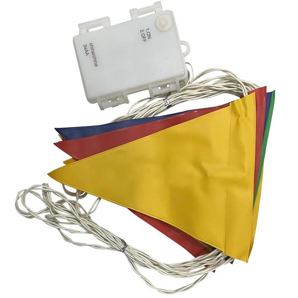 Flaggengirlande LED-Lichter - 10 bunte Flaggen 5m - Partydeko Innen & Aussen spritzwassergeschützt IPX4 - Warmweisses Licht für Gartenfest Geburtstag