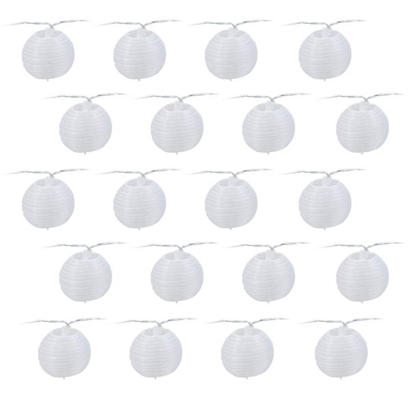 Dekorative Lichterkette mit weißen Lampions, 20 LEDs, IP44 – Schaffen Sie ein gemütliches Ambiente im Garten oder auf Terrasse & Balkon