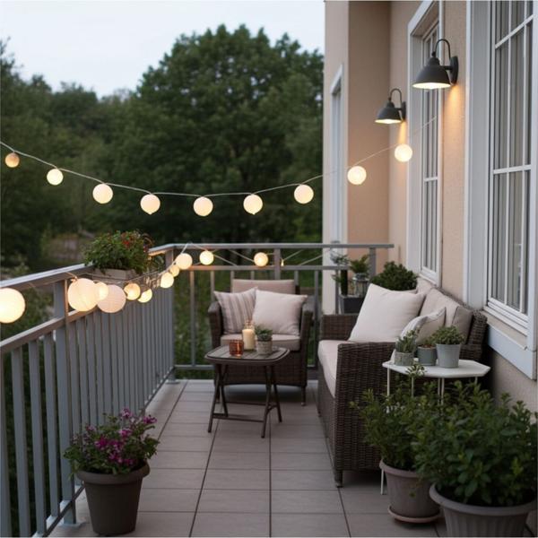 Dekorative Lichterkette mit weißen Lampions, 20 LEDs, IP44 – Schaffen Sie ein gemütliches Ambiente im Garten oder auf Terrasse & Balkon