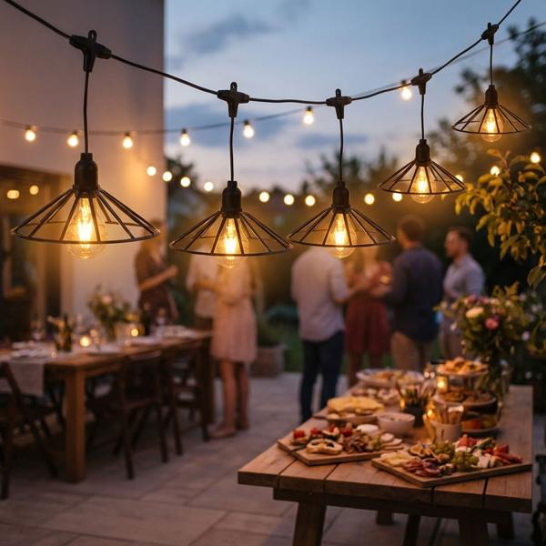 Dekorative LED-Glühbirnen-Lichterkette: 6 LEDs, schwarz, für Innen- und Aussenbereich, IP44 - ideal für Gartenpartys & Feste