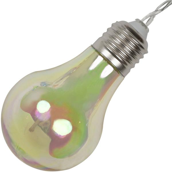 Lichterkette 10 bunte LED-Lampen - Batteriebetrieben - für Partys, Camping, Garten - wetterfest - Ø 6x10 cm - Nostalgischer Glühbirnen-Look
