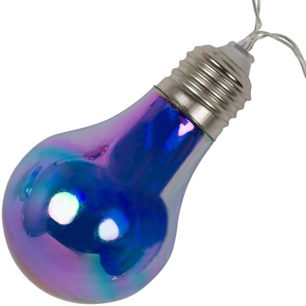 Lichterkette 10 bunte LED-Lampen - Batteriebetrieben - für Partys, Camping, Garten - wetterfest - Ø 6x10 cm - Nostalgischer Glühbirnen-Look