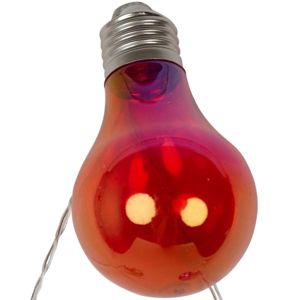 Lichterkette 10 bunte LED-Lampen - Batteriebetrieben - für Partys, Camping, Garten - wetterfest - Ø 6x10 cm - Nostalgischer Glühbirnen-Look