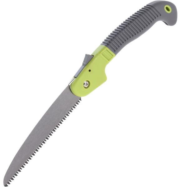 Klappsäge 40 cm grün-grau - Gehärtetes scharfes Sägeblatt, 18 cm Klinge, 1 mm Stärke - Für Garten, Camping, frisches/totes Holz