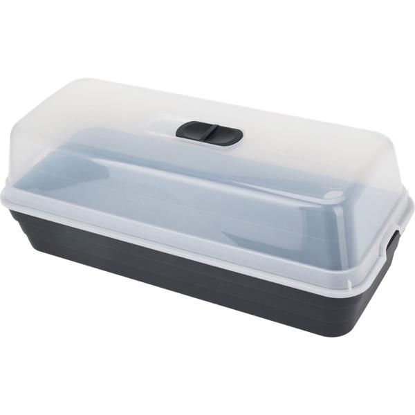 Anzuchtschale mit Lüftungsschieber - Zimmergewächshaus für Pflanzenanzucht auf Fensterbank - 53x23x20cm, transparent, robuster Kunststoff, Anthrazit