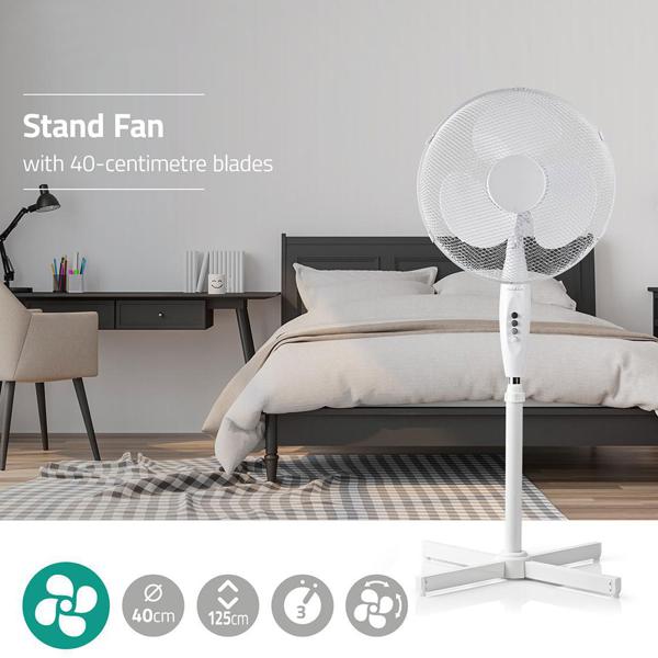 Standventilator, weiss, höhenverstellbar, 45 W, Ø 40 cm