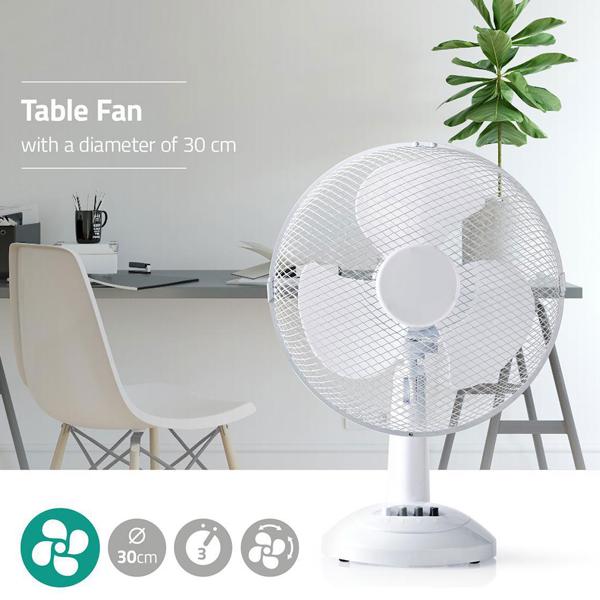 Tischventilator mit 3 Geschwindigkeitsstufen, weiss, 35 W