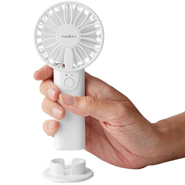 Kompakter Handventilator (weiss, 6cm): 2 Geschwindigkeiten - für Handtasche, Schreibtisch, Reise - Leise + effizient