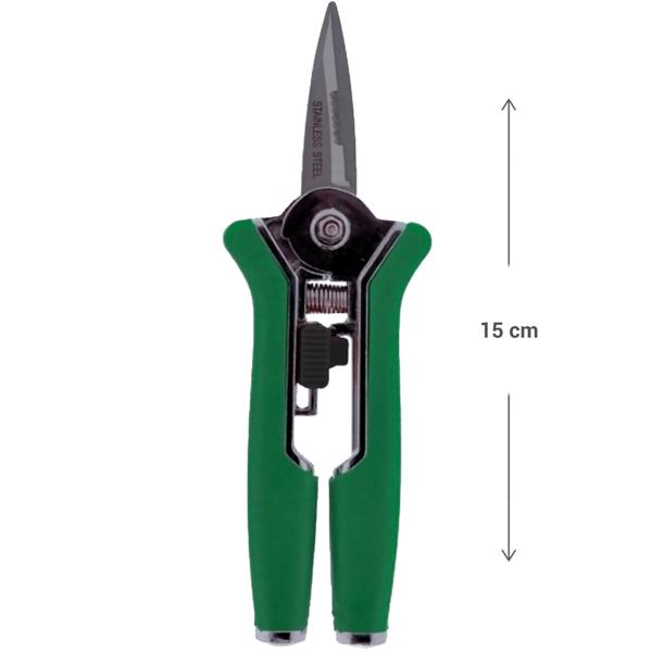 Praktische Gartenschere, 15cm, grün, Klinge aus rostfreiem Stahl - Ergonomischer Griff, für präzise Blüten- und Zweigschnitte