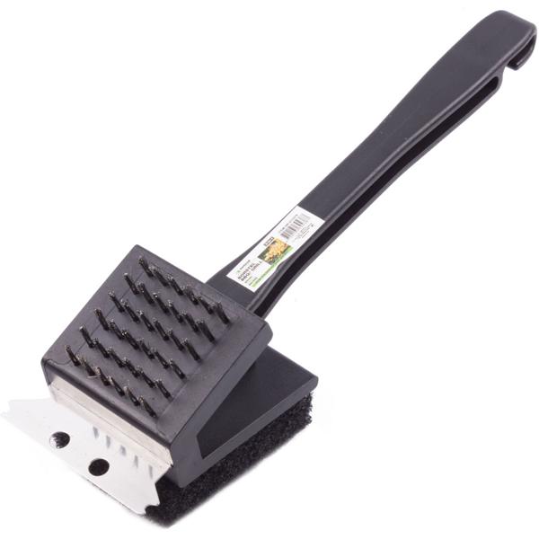 3-in-1 Grillbürste mit Schwamm, Borsten und Schaber: Die ultimative Lösung für eine mühelose und gründliche Grillreinigung