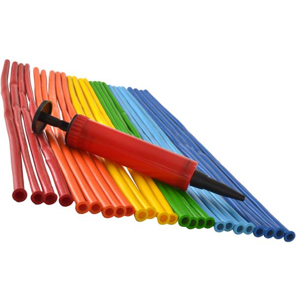 Ballon-Modellier-Set, 30 Stück + Handpumpe