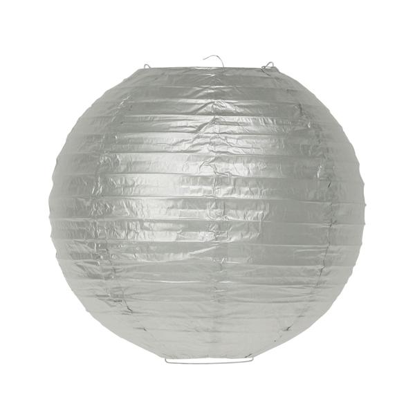 Papier-Lampions Set 6 Stück - 3 Grössen weiss & silber für Party Feste Kindergeburtstag Basteln - Mit Aufhängebügel LED-Kerzen nutzbar