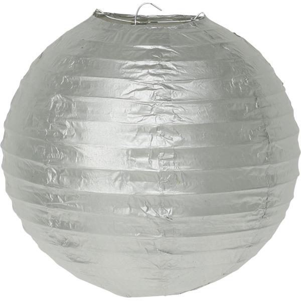 Papier-Lampions Set 6 Stück - 3 Grössen weiss & silber für Party Feste Kindergeburtstag Basteln - Mit Aufhängebügel LED-Kerzen nutzbar