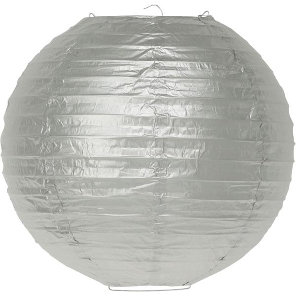 Papier-Lampions Set 6 Stück - 3 Grössen weiss & silber für Party Feste Kindergeburtstag Basteln - Mit Aufhängebügel LED-Kerzen nutzbar