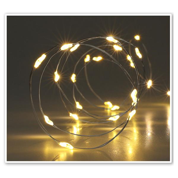2er-Set Silberdraht-Lichterkette, 80 LEDs, IP44, batteriebetrieben, warmweiss, L 395 cm