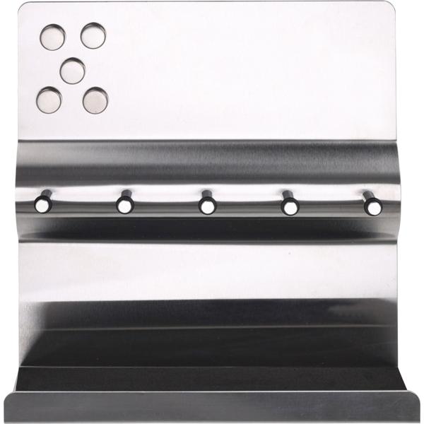 Schlüsselbrett Edelstahl - 5 Haken, Magnettafel & Ablage - Ideal für Familien & WGs - 24x24x7 cm - inkl. 5 Magneten & Montagematerial