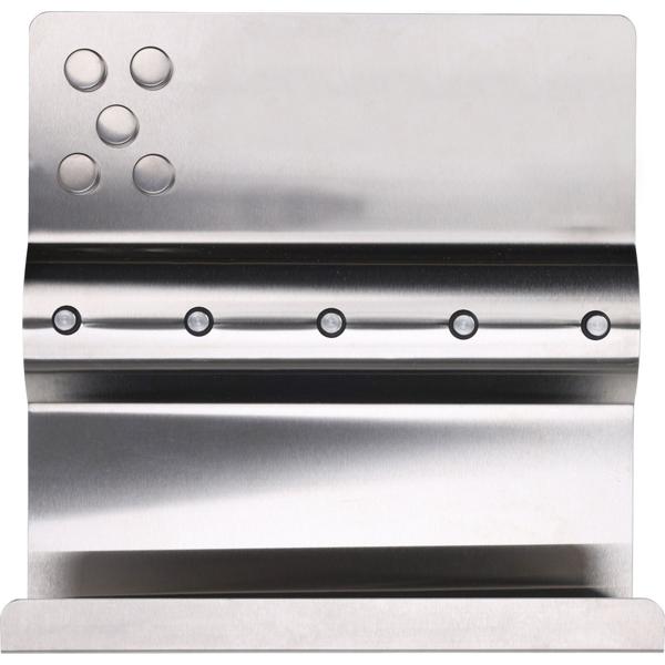 Schlüsselbrett Edelstahl - 5 Haken, Magnettafel & Ablage - Ideal für Familien & WGs - 24x24x7 cm - inkl. 5 Magneten & Montagematerial