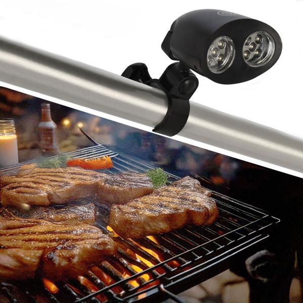 Robuste Arbeits- und Grill-Lampe mit Klemme, schwarz – Leuchte für Garten, Werkstatt & Outdoor-Aktivitäten oder BBQ in der Dämmerung