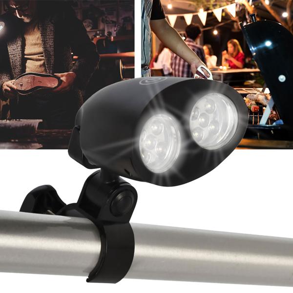 Robuste Arbeits- und Grill-Lampe mit Klemme, schwarz – Leuchte für Garten, Werkstatt & Outdoor-Aktivitäten oder BBQ in der Dämmerung