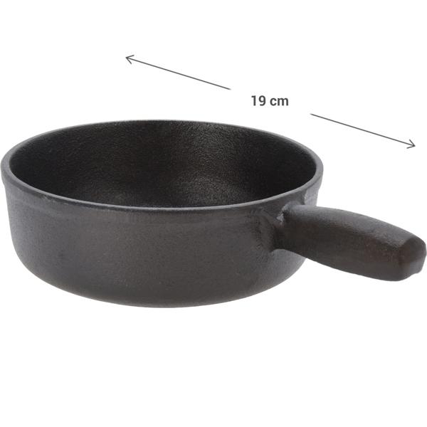 Gusseisen Grillpfanne 1.4 L - Gesundes Kochen mit wenig Fett - Exzellente Wärmeleitung & -speicherung, robust, Ø 19x7 cm, 1.95 kg