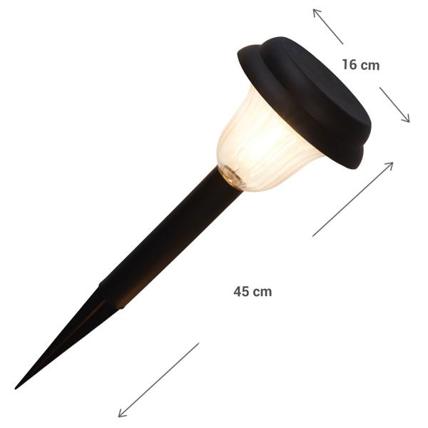 Wegeleuchten-Set mit Erdspiess: 4 Stück, schwarz, 16x16x45cm, 5m Kabel, warmweisse Gartenbeleuchtung – für sichere Wege