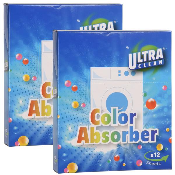 Farbfangtücher 2er-Set - effektiver Verfärbungsschutz für Kleidung & Bettwäsche in der Waschmaschine - 24 Stück Vorratspack gegen Flecken & Verfärbungen