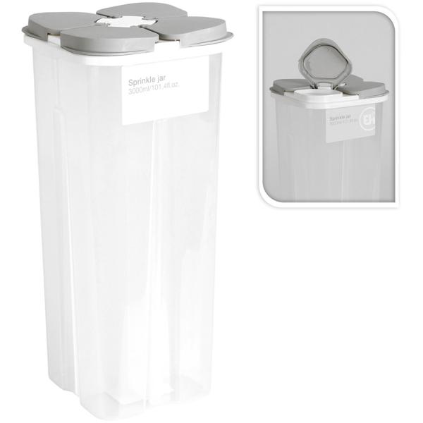 2er-Set Vorratsdose 3000 ml - 4 Fächer & individuelle Deckel - Hygienisch, mottenfrei für Müsli, Mehl, Zucker, Reis - Weiss/Grau 13x13x28 cm