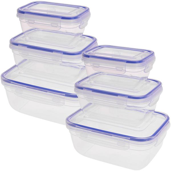 Frischhaltedosen 6er-Set aus transparentem Kunststoff - spülmaschinenfest & luftdicht - ideal für Kühlschrank, Arbeit & Vorratsschrank - 2x 400/800/1400 ml