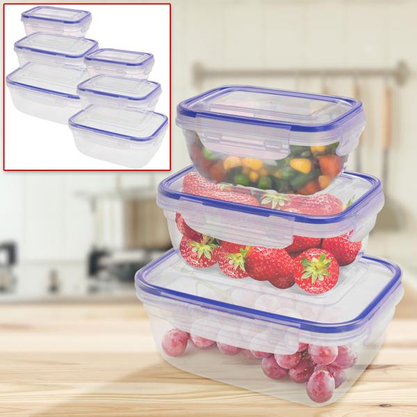 Frischhaltedosen 6er-Set aus transparentem Kunststoff - spülmaschinenfest & luftdicht - ideal für Kühlschrank, Arbeit & Vorratsschrank - 2x 400/800/1400 ml