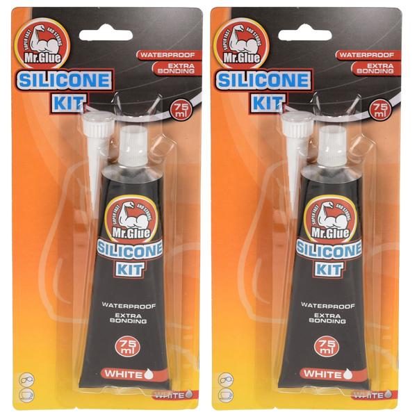 2er-Set Silikon-Kit Weiss - Wasserdichtes Sanitärsilikon für Bad, Küche & Fugen - Optimale Haftung, 75g Tube - Einfache Verarbeitung