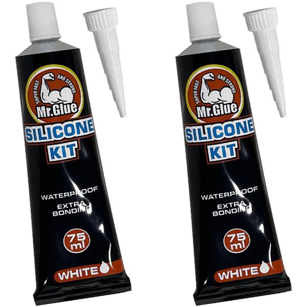 2er-Set Silikon-Kit Weiss - Wasserdichtes Sanitärsilikon für Bad, Küche & Fugen - Optimale Haftung, 75g Tube - Einfache Verarbeitung