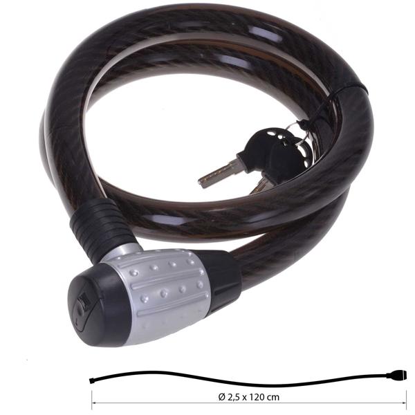 Fahrradschloss Stahlseil - Diebstahlschutz für E-Bikes, Mopeds & hochwertige Velos - Sicherheitsstufe 10 - Ø 25x1200mm, schwarz, 2 Schlüssel