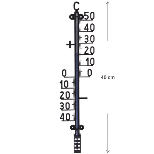 Wandthermometer 40cm - Grosses Analog-Thermometer für den Aussen- & Innenbereich, Temperaturanzeige -50 bis +40°C, einfach zu montieren