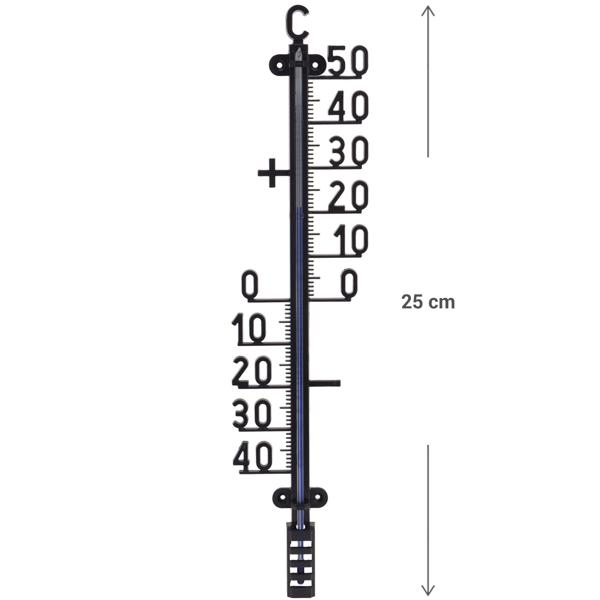 Wandthermometer 25cm - Grosses Analog-Thermometer für den Aussen- & Innenbereich, Temperaturanzeige -50 bis +40°C, einfach zu montieren