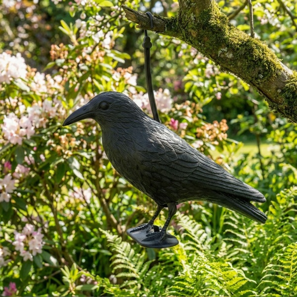 2er-Set Wetterfester Rabe in schwarz zur Vogelabwehr – 35 x 19 x 13 cm – Schutz vor Tauben & Spatzen, u.v.m.–langlebig & effektiv für Garten, Balkon & Dach