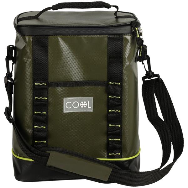 Isolierte Kühltasche, 12 Liter, mit Schultergurt, aus wasserdichtem Vinyl – olivgrün, für langanhaltende Kühlung unterwegs