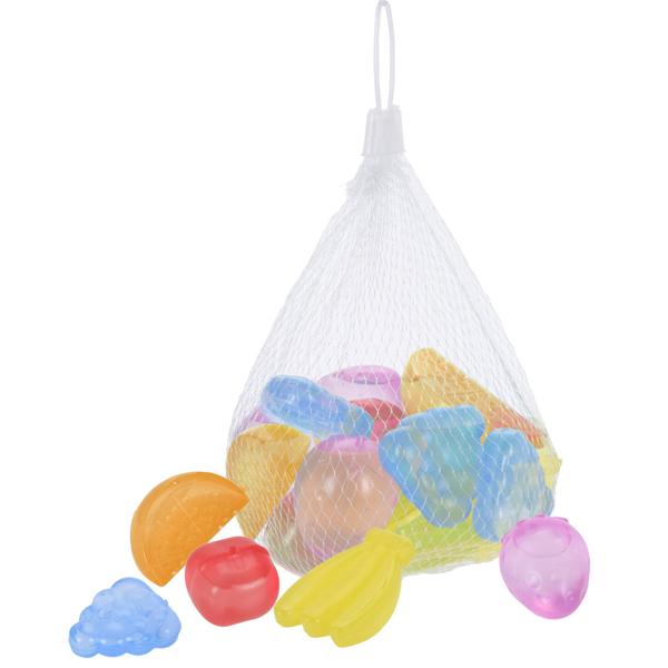 Dauer-Eiswürfel in Fruchtform 18er-Set - Kühlt Getränke ohne Verwässern für reinen Geschmack - Wiederverwendbar, bunter Blickfang, inkl. Transportnetz